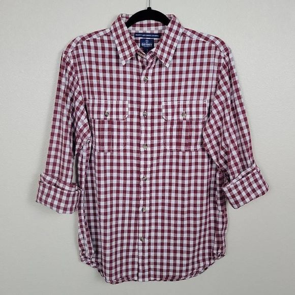 ON Regular Fit Red Gingham Button-down, Size Medium - Picture 1 of 5